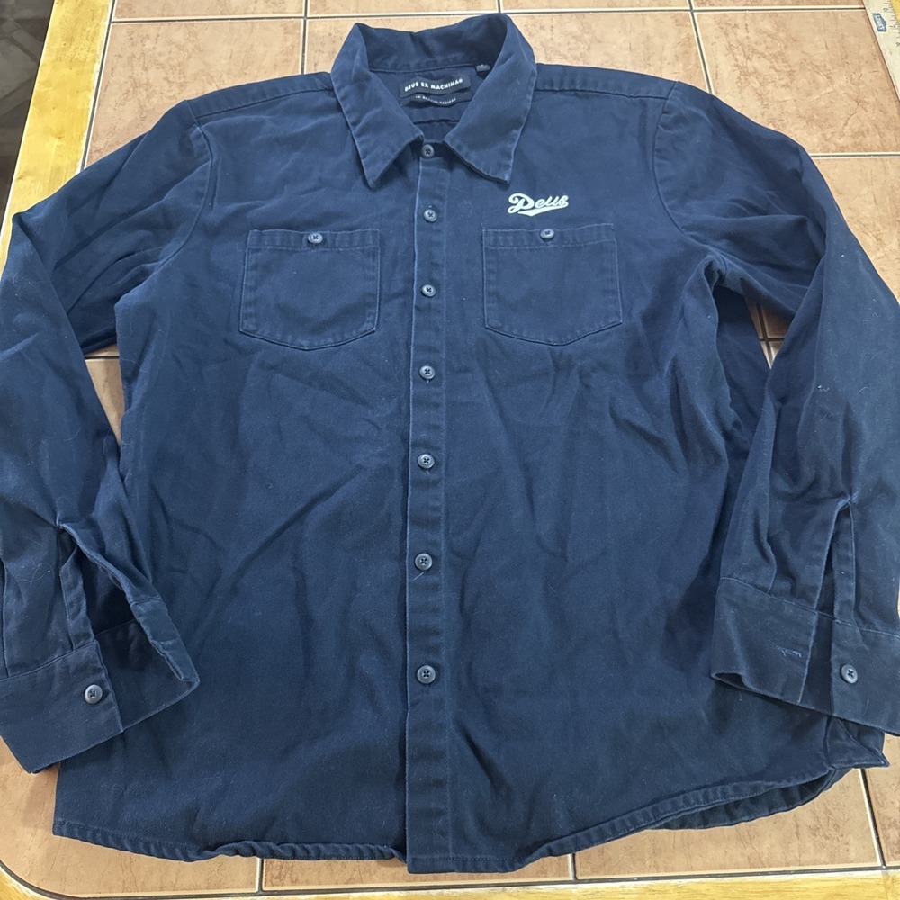 Deus Ex Machina In Benzin Veritas Men's Sz Large Black Button Front Work Shirt